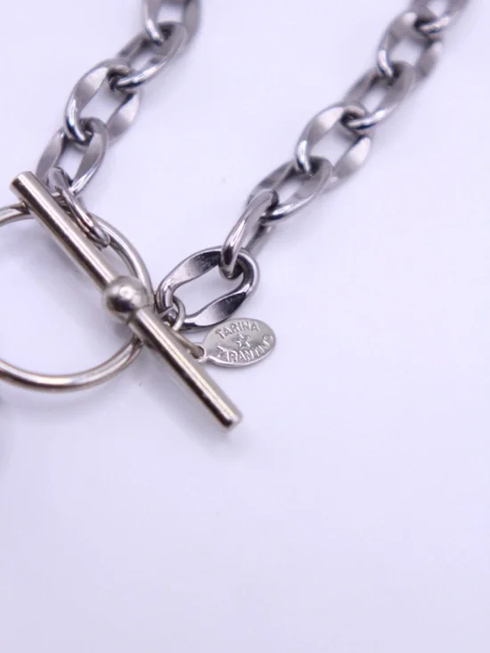 Tarina Tarantino Silver Heart Charm Toggle Necklace 18” - Picture 8 of 10